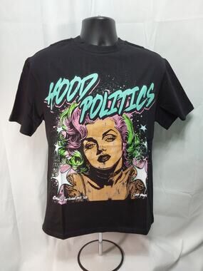Hood Politics Small Black "Hood Politics" Graphic Print T-Shirt #M166